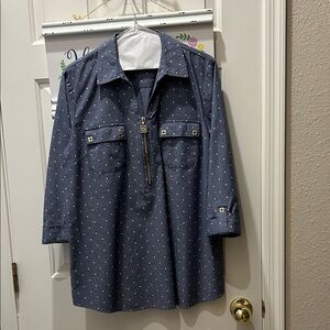 Anne Klein Star Studded Blouse with Zipper